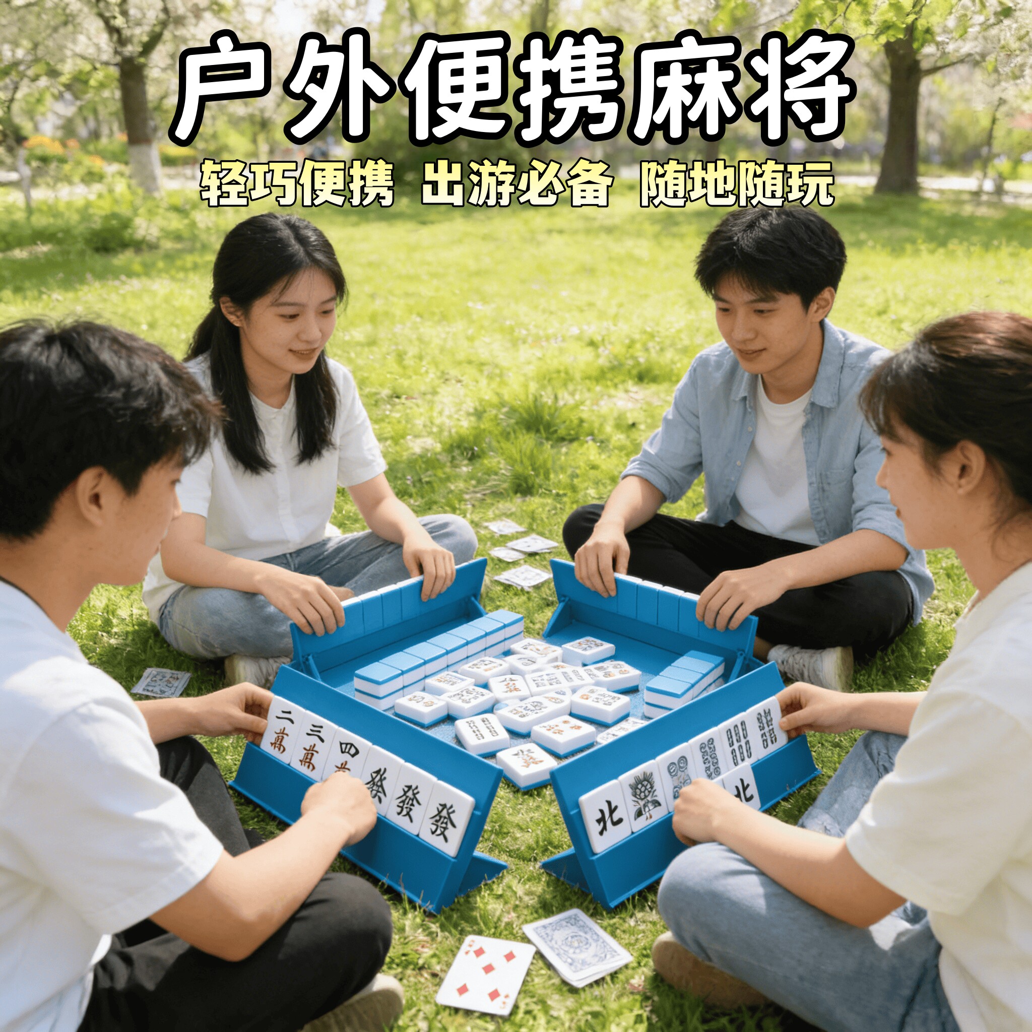 户外便携麻将牌套装露营旅行娱乐