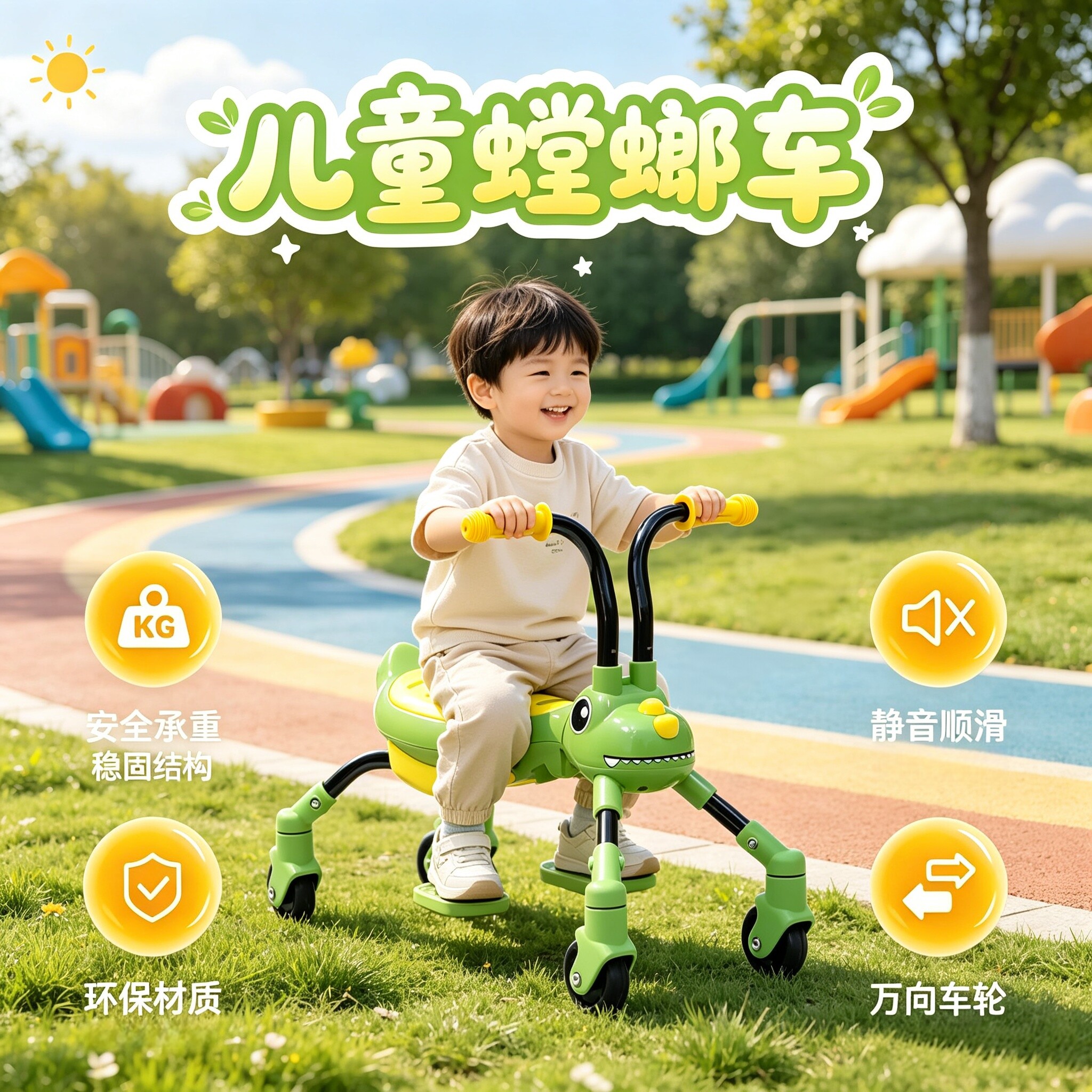 儿童滑行螳螂车学步车静音四轮