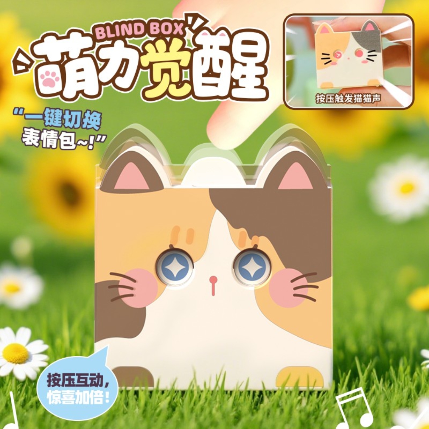 可爱猫咪小狗按压变脸发声玩具