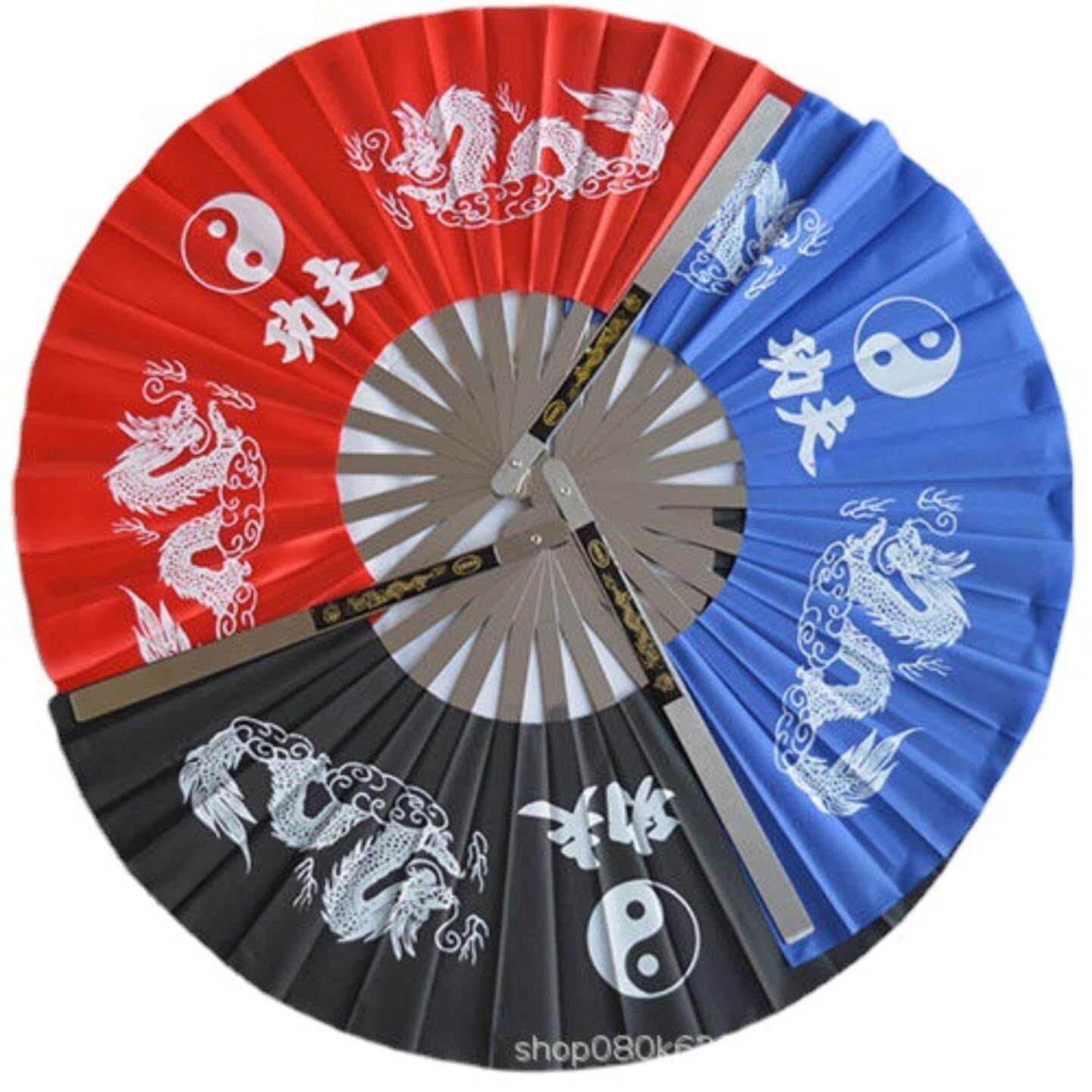 健身不锈钢太极扇双龙功夫扇武术