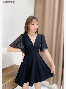 性感白色V领夜店酒吧遮肚连衣裙夏工作服夜女装总会显瘦低胸裙子