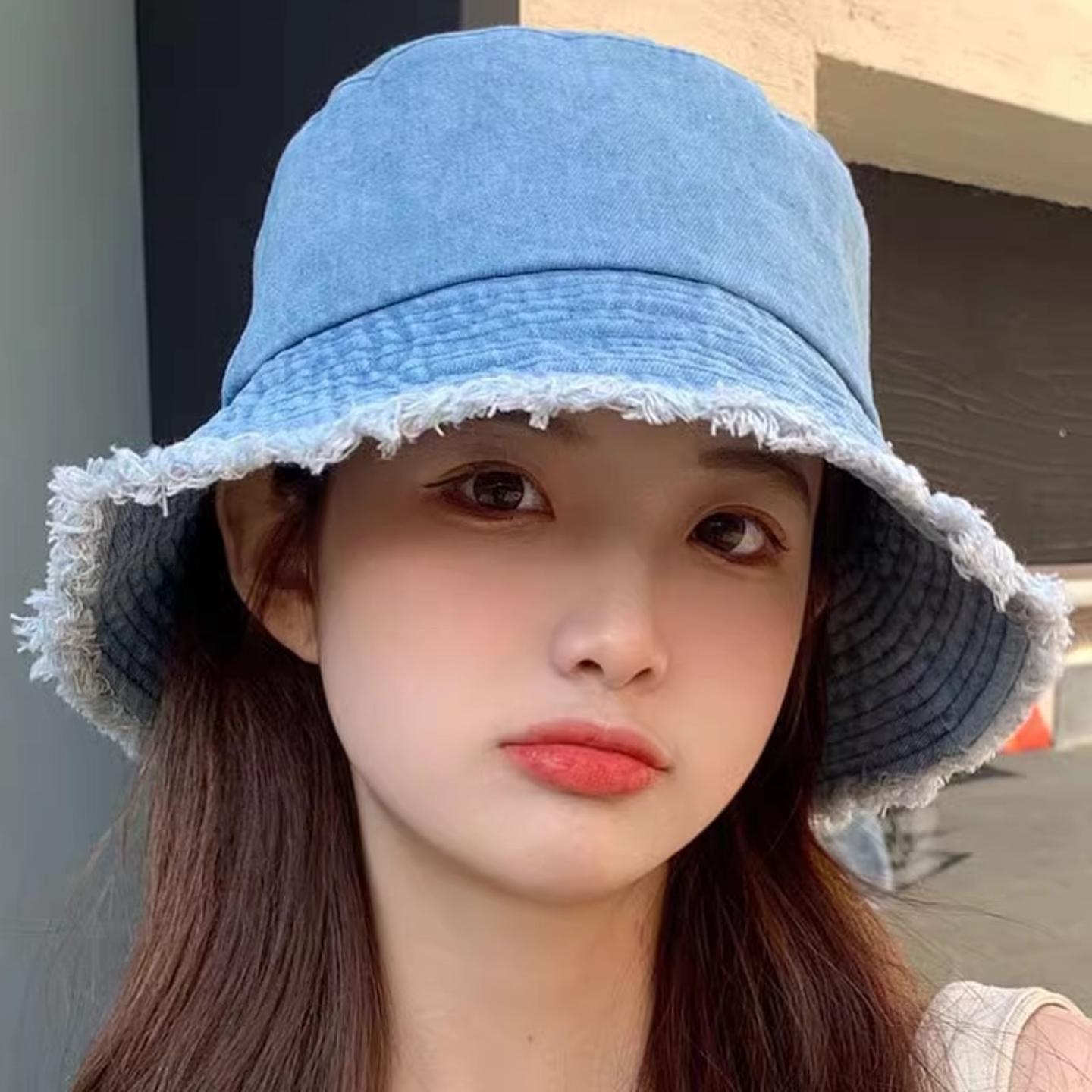 盆帽牛仔渔夫帽女韩版遮阳防晒小