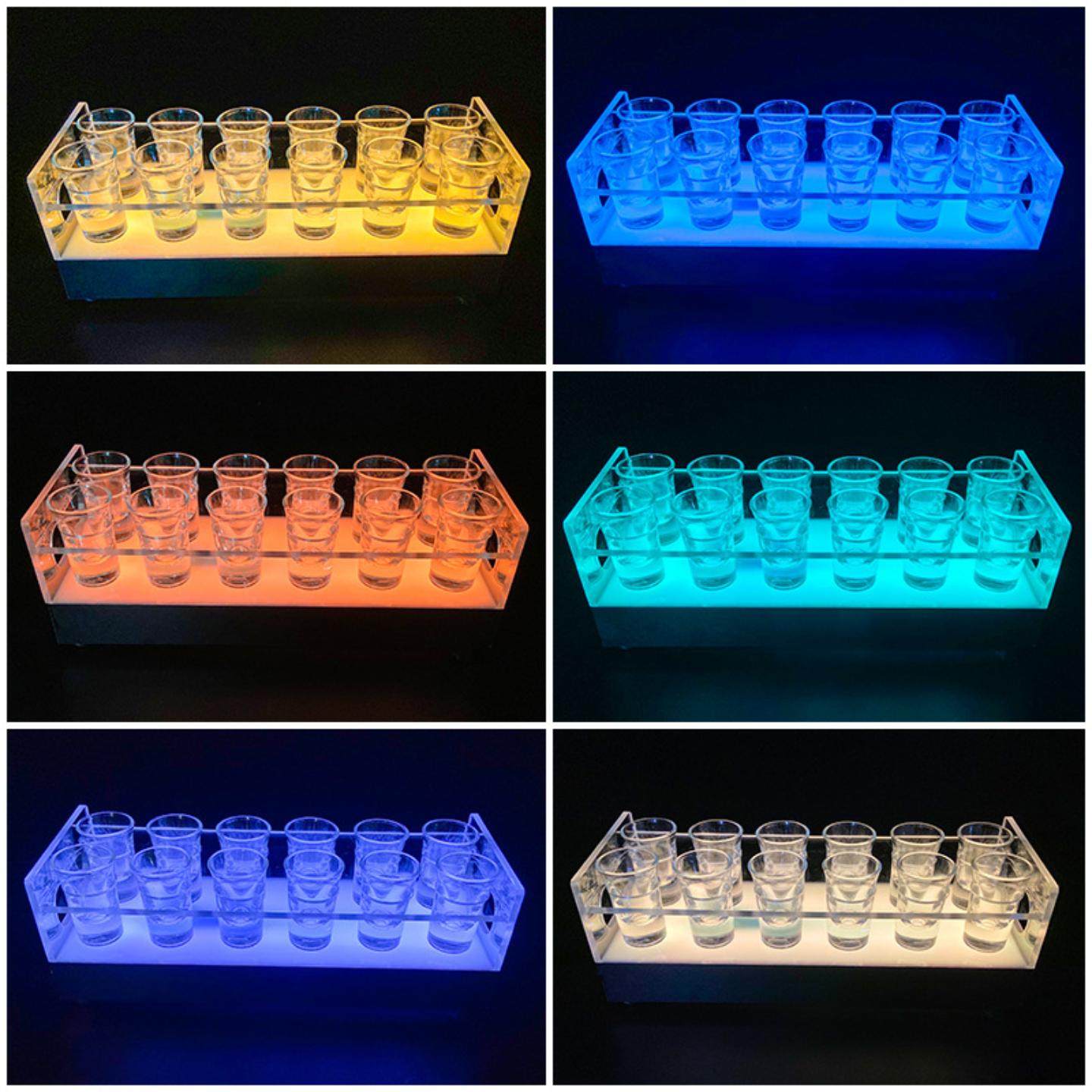 LED七彩发光子弹杯杯架鸡尾酒亚克力酒杯架ktv酒吧烈酒白酒杯野格