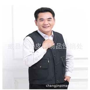 批发纯羊毛马甲皮毛一体羊剪绒真羊皮男中老年加绒加厚棉坎肩背心