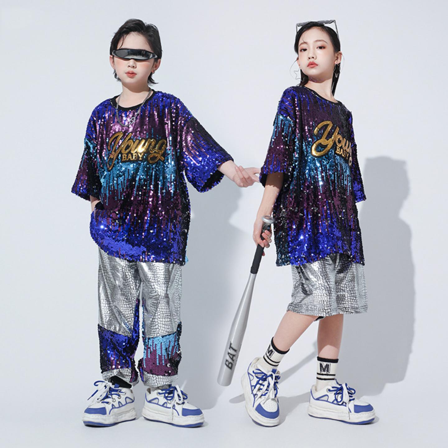 小学生运动会开幕式亮片班服女童