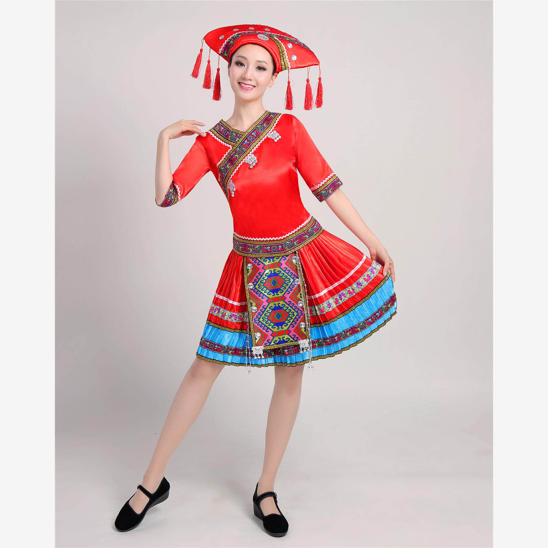 56个民族仫佬族水族仫佬族少数民族舞蹈服演出服舞台服装成人