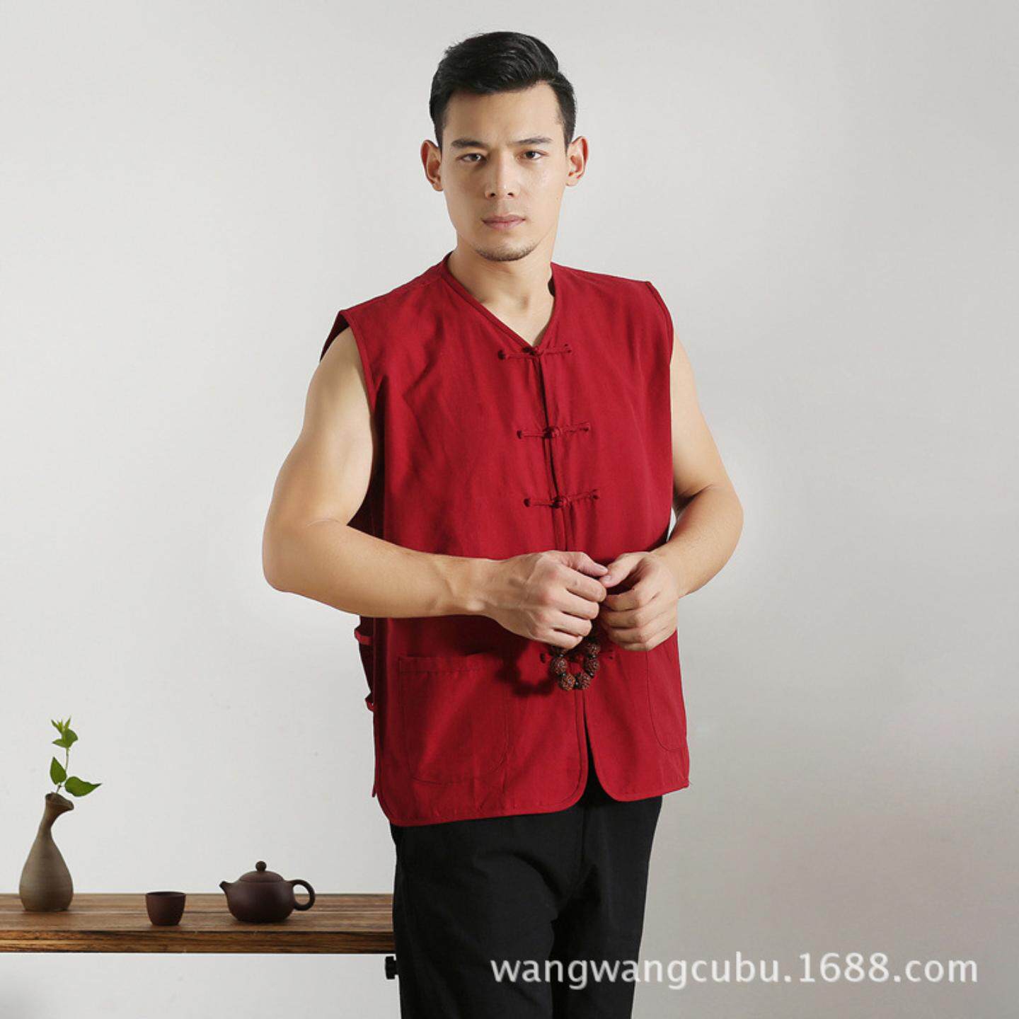 唐装纯棉粗布男士汗衫打底衫