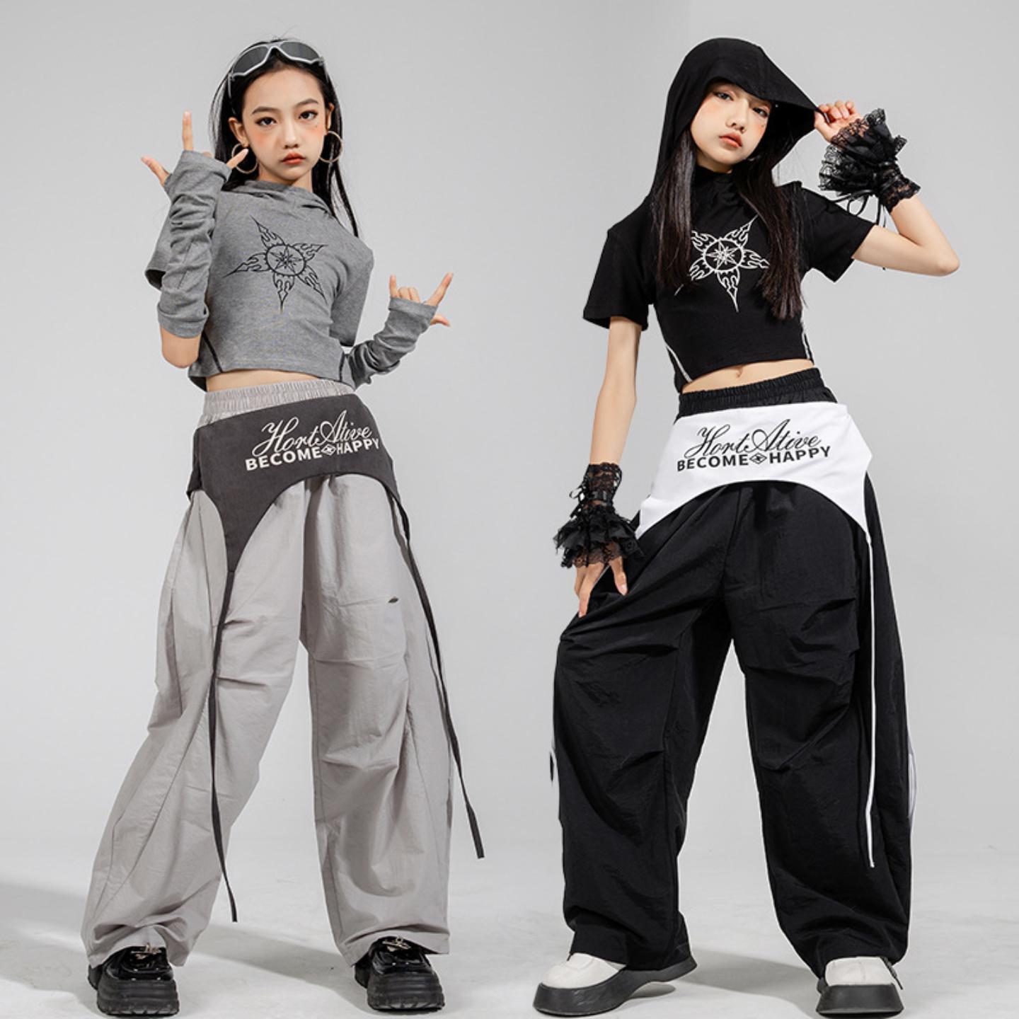 爵士舞女童韩版露脐背心配卫裤30