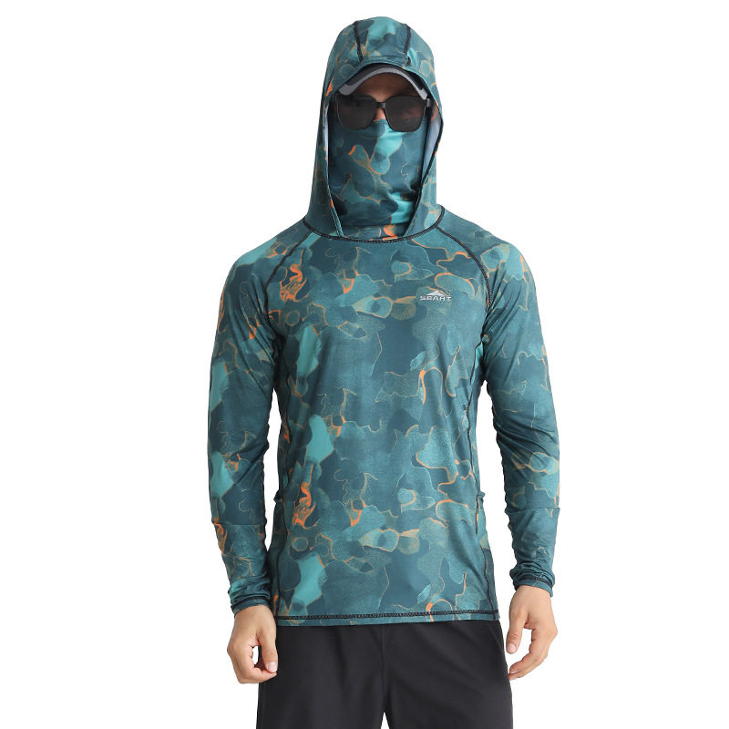 钓鱼防晒服男夏季遮面冰丝垂钓衣团队定制图案路亚钓鱼服套装