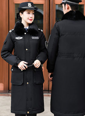 保安服棉大衣工作服男女冬季毛领