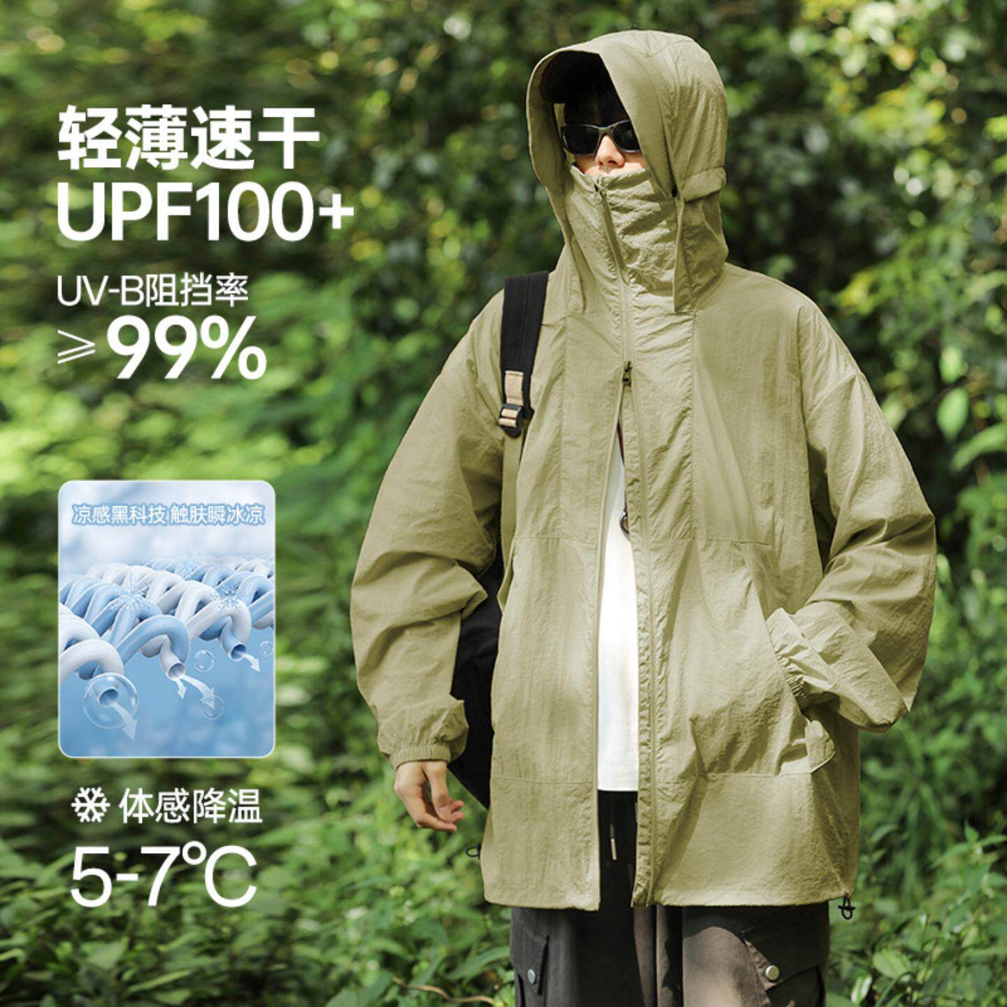 夏季新款男韩版轻薄速干+防紫外线防晒衣潮情侣百搭钓鱼服