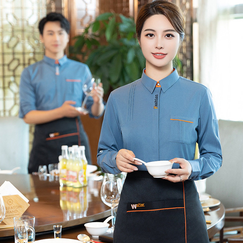 奶茶店工作服长袖女餐饮咖啡厅