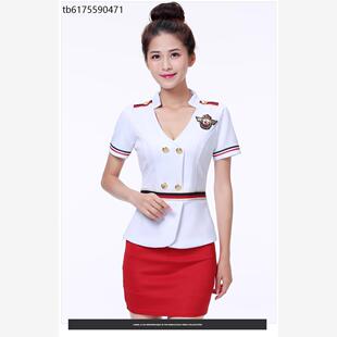 2023KTV空姐制服酒店足疗足浴按摩桑拿技师工作服女套装短袖性感