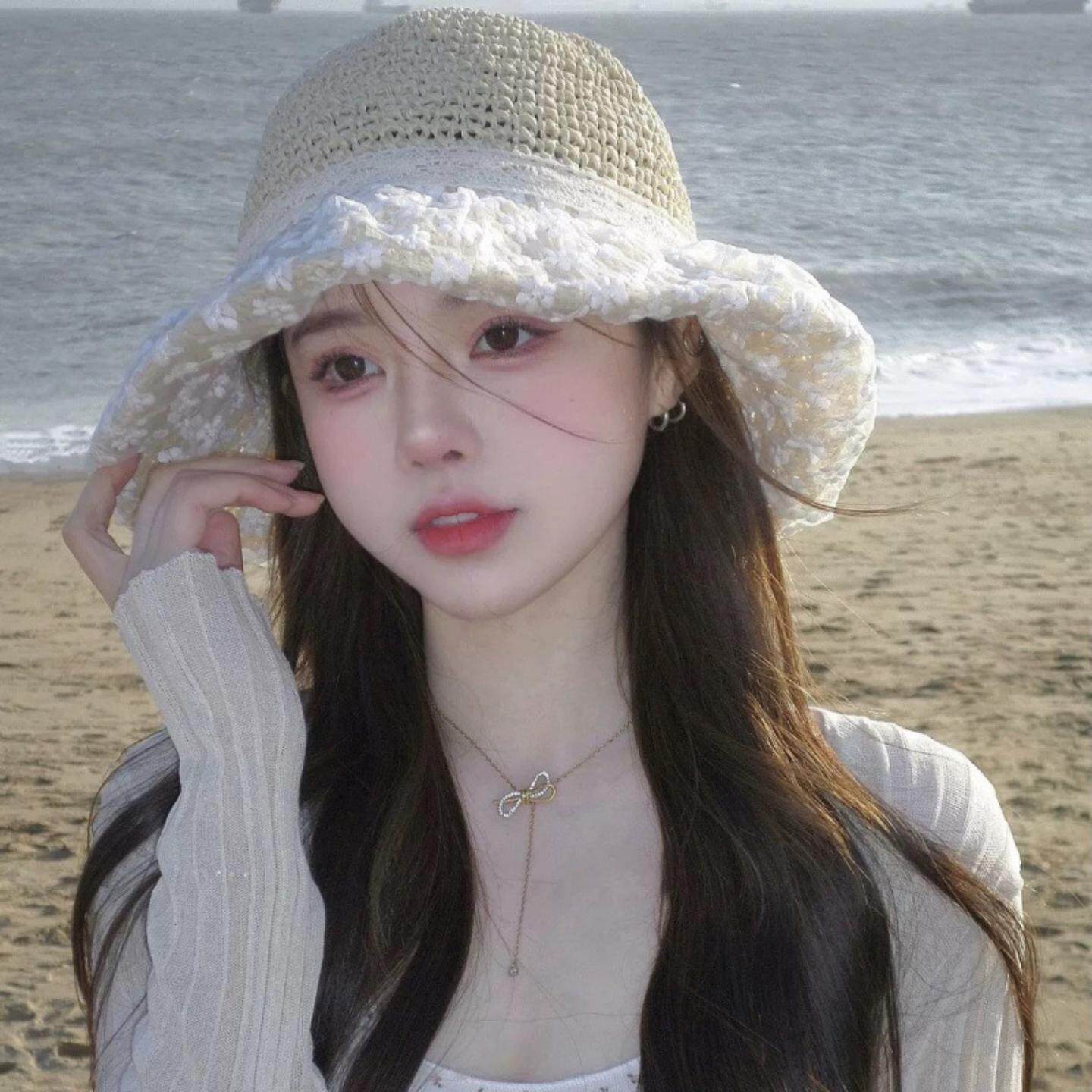 法式森女风蕾丝渔夫帽夏季遮阳