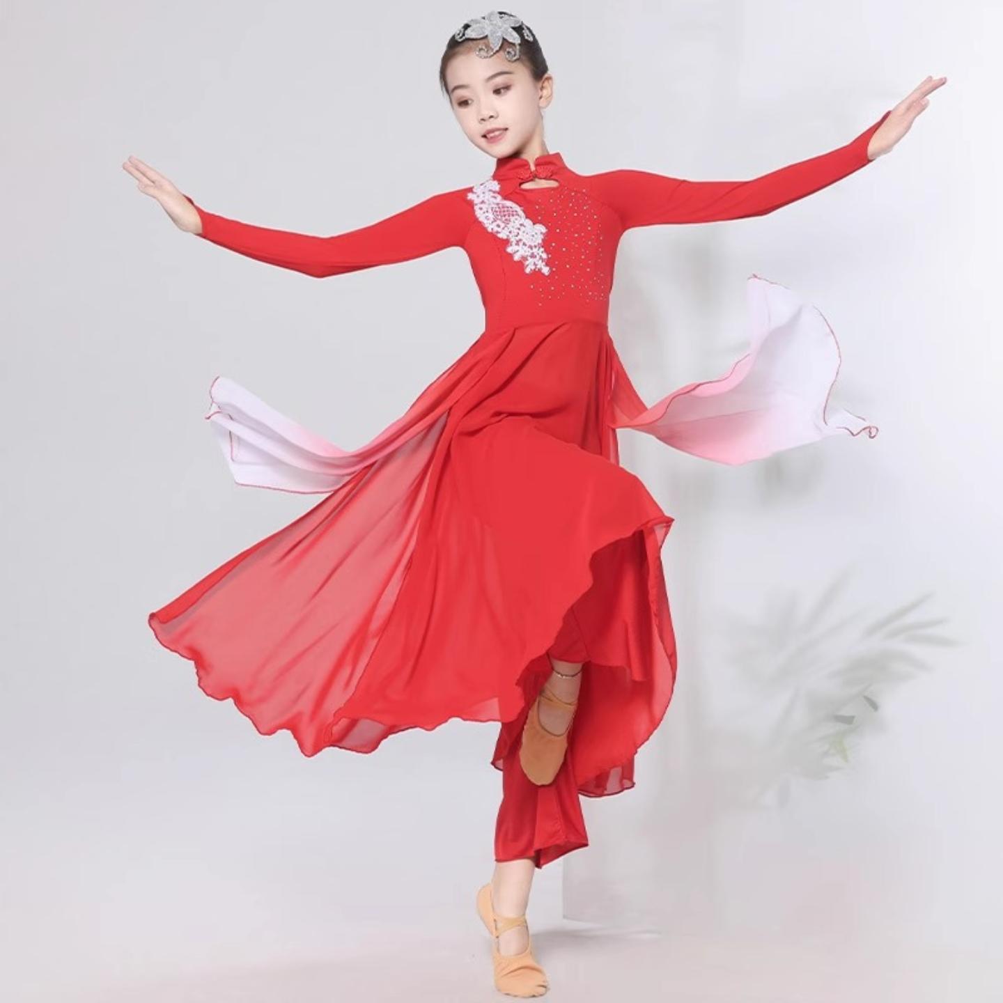 五星红旗大合唱演出服红色大摆裙