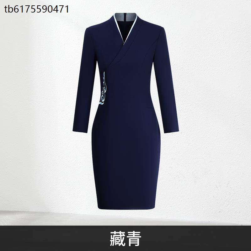 空姐酒店前台工作装物业客服礼仪服新中式国风工作服职业连衣裙女