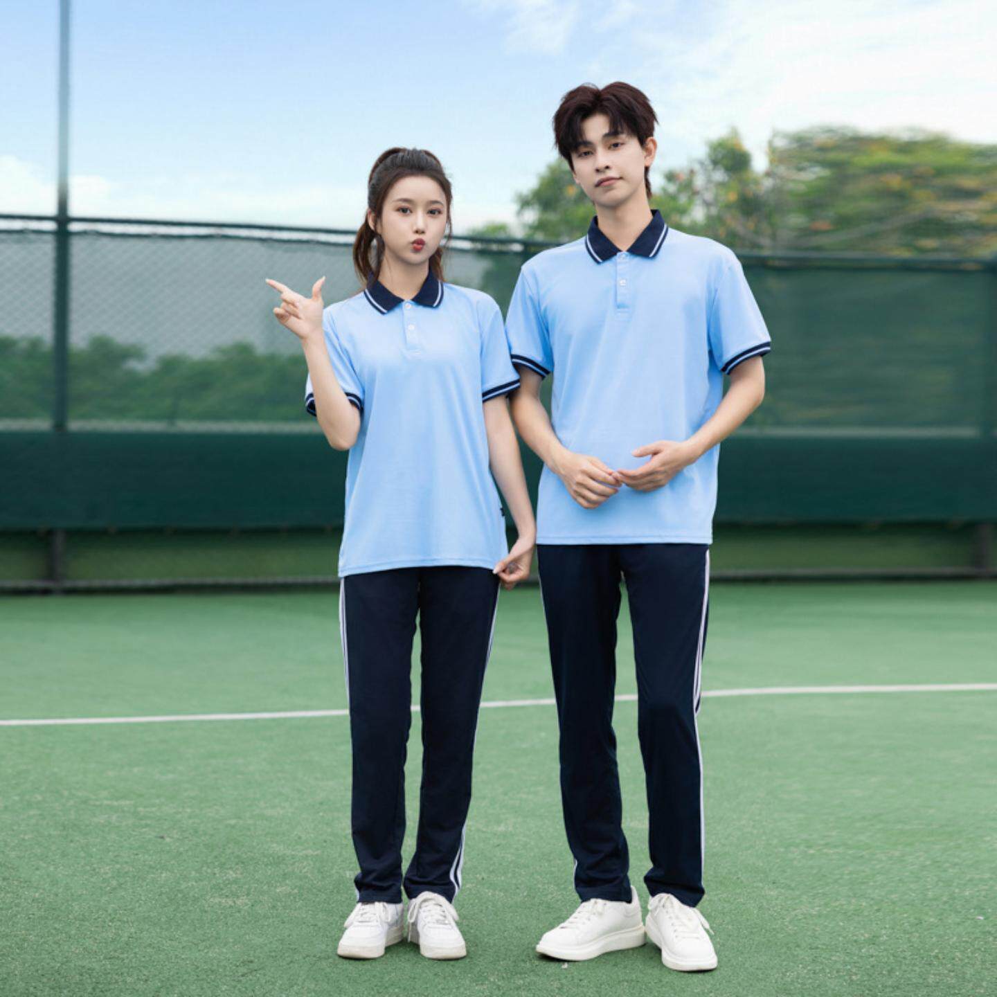 夏季中学生校服套装毕业班服短袖