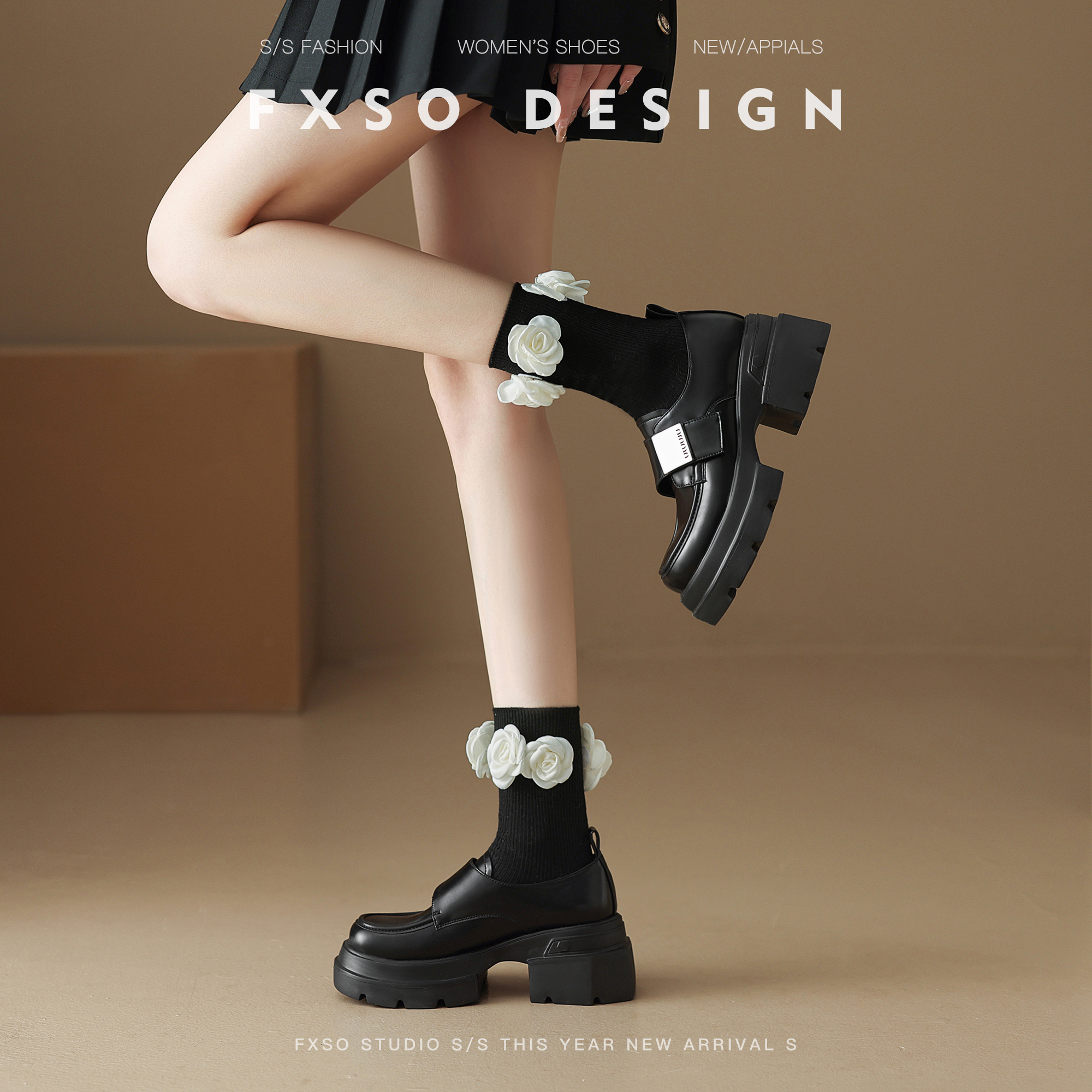 FXSO方巷粗跟新款小皮鞋乐福鞋