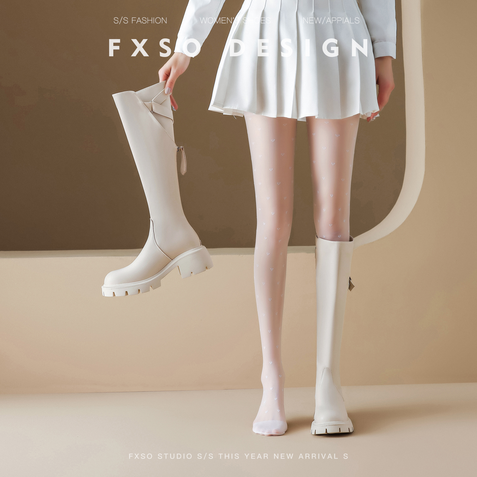 FXSO拉链靴子厚底骑士靴长靴女