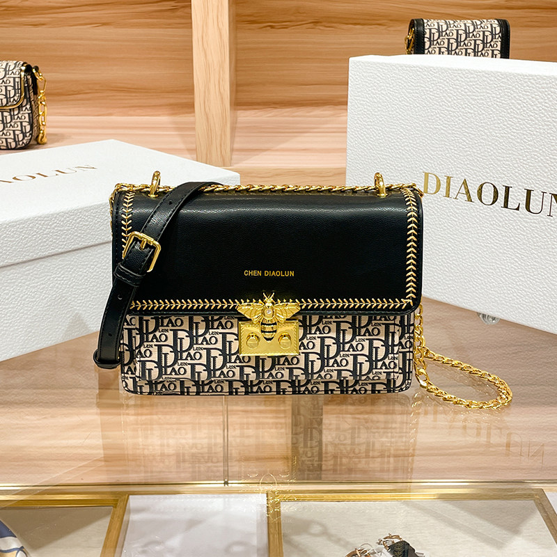 迪奥伦奴diaolun新款轻奢单肩斜挎腋下包高级时尚休闲链条小方包