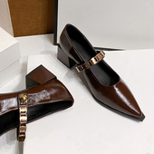 气质法式 尖头春秋高跟鞋 女2025年新款 真皮绝美时尚 配裙子浅口单鞋