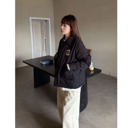 【米奇棉服】棉服翻领米奇刺绣秋冬2026新款宽松显瘦薄款短外套