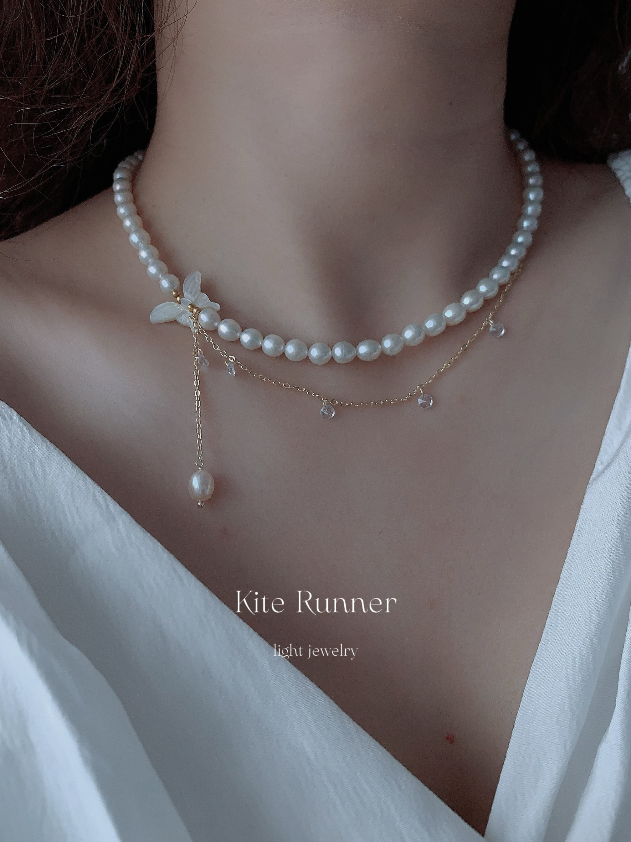 原创设计天然淡水珍珠贝母蝴蝶项链女轻奢小众高级感锁骨链送闺蜜