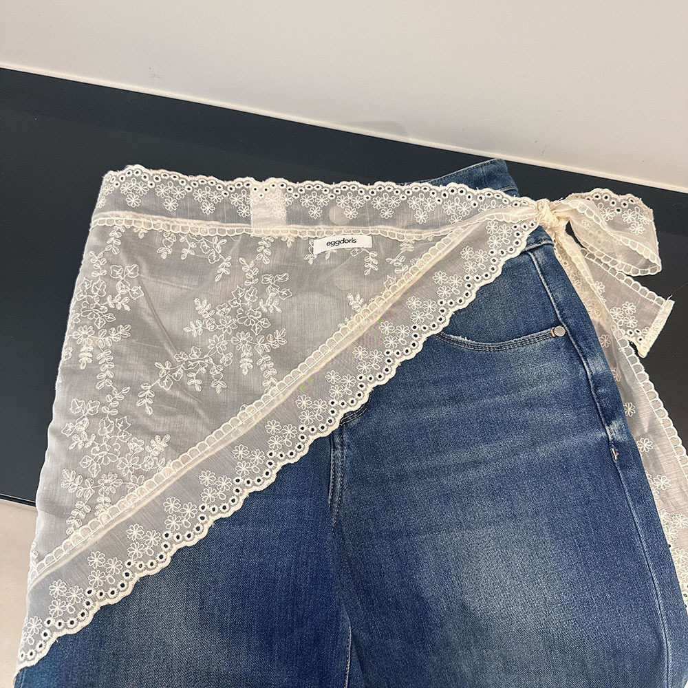 春季新品韩系蕾丝三角巾屁帘女叠半身裙