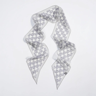 薄款真丝乔其窄版100%桑蚕丝长丝巾小领巾春秋夏季飘带韩版女百搭