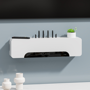 机顶盒置物架壁挂墙上免打孔wifi路由器收纳盒电视柜电线插座遮挡