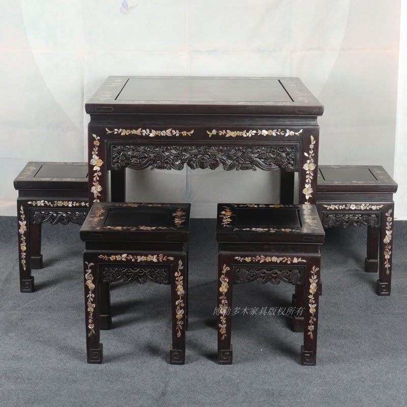 艺术宋式美学实木餐桌椅组合