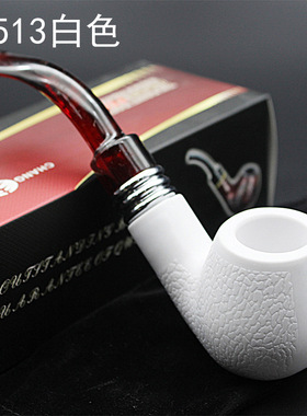 CF白色树脂烟斗 直通式仿海泡石胶木烟丝斗 创意礼品型旱烟斗