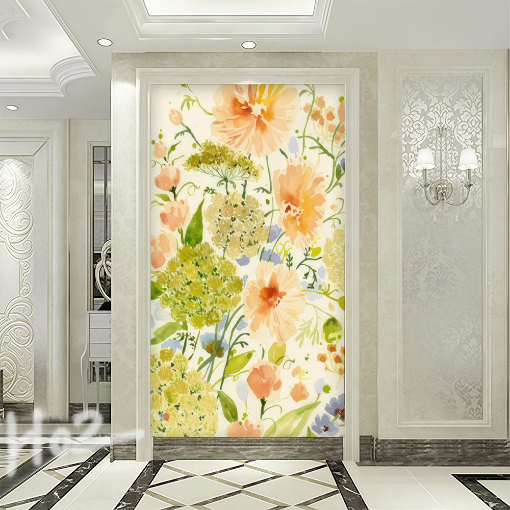 背景墙壁纸墙纸3d抽象立体花卉玄关装饰画现代餐厅防油污无缝壁画