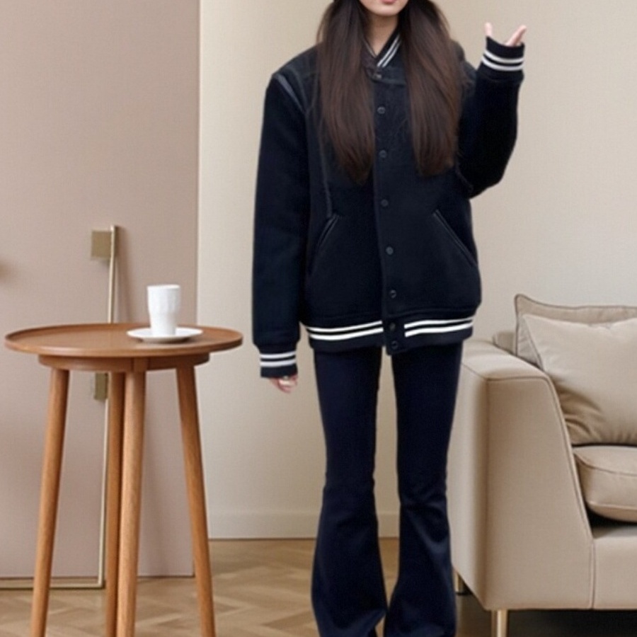 MHCF香风短款毛呢棒球服夹克外套