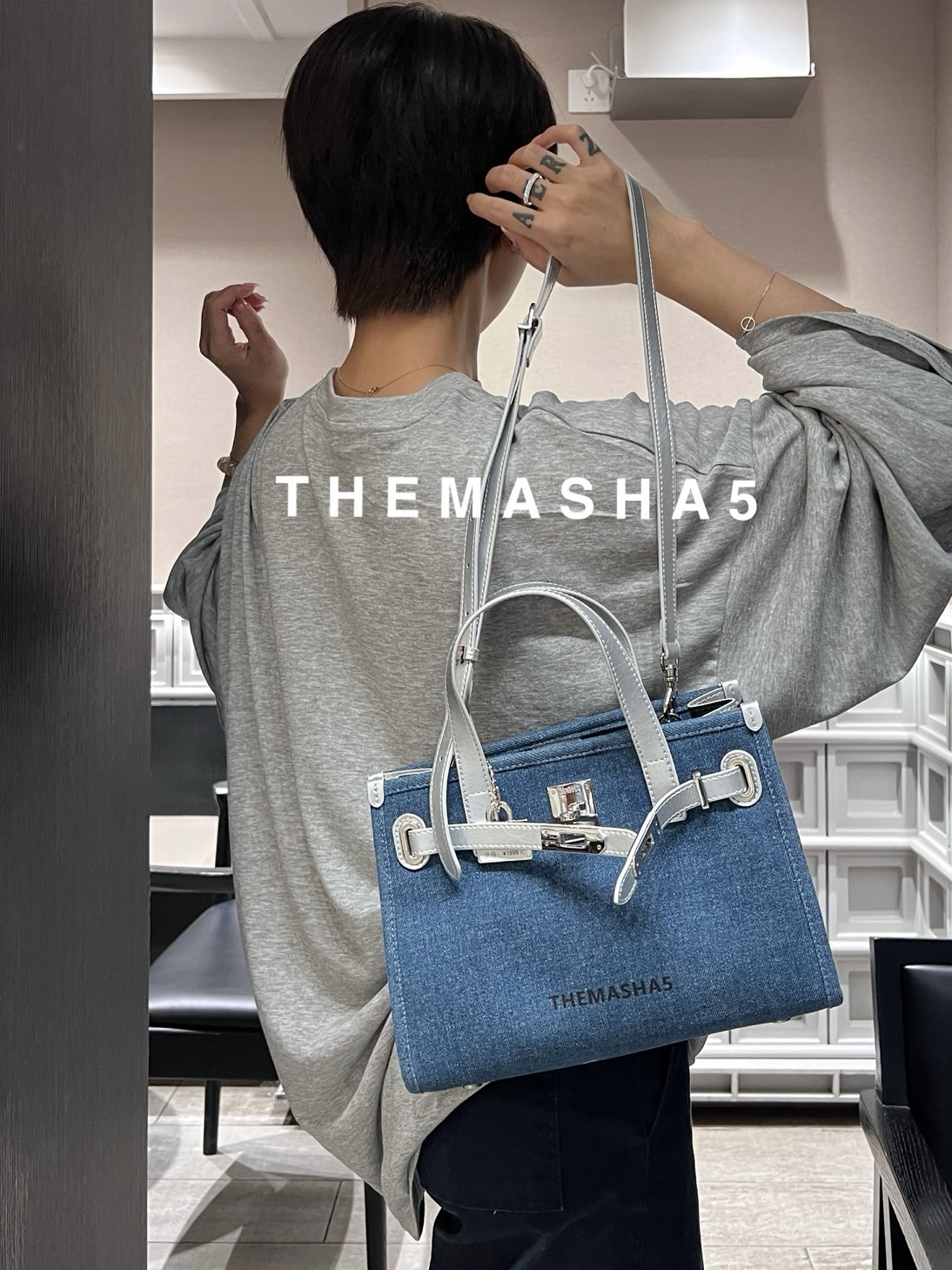 玛莎新款牛仔斜挎手提包
