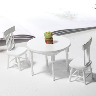 diy miniature food play white round dining table and chairs