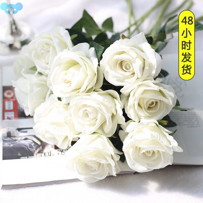 5Pcs 51cm Long Branch Flowers Bouquet Beautiful White Silk跨