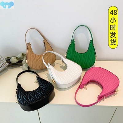 Pleated Underarm Bag Shoulder Tote Baguette Bags