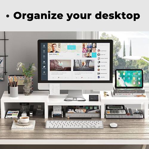 Desktop computer monitor heightening bracket shelf