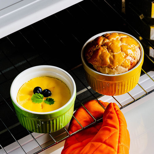 6pcs/set  White ceramic ramekin baking bowl pudding bowl cup