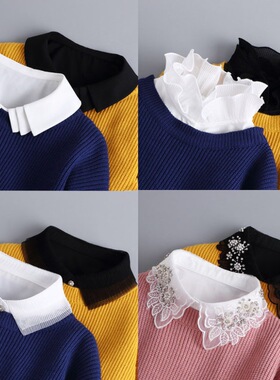 White Lapel Fake Collar Neck Decorative Chiffon Cotton跨境专