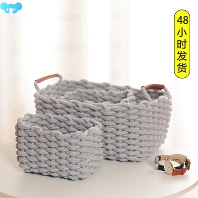 Entryway Storage Box Hand Woven Thick Cotton Rope玄关收纳盒1