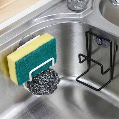 Metal Suction Cup Sink Drain Rack Wall Sucker Sponge Storage