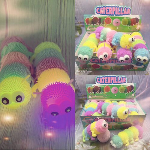 Squishy kids Fidget Toys squeezy Stress ball发光毛毛虫捏捏乐