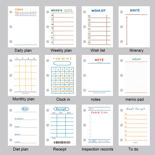 60 Sheet 3 Holes Loose-leaf Notebook Daily Weekly Planner跨1