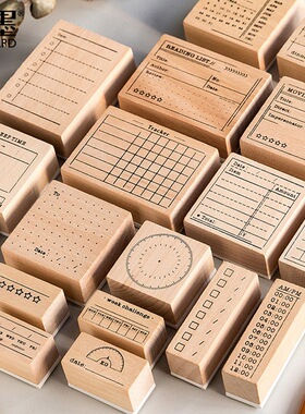 Wooden Rubber Stamp Memo Habit Record Date Design Decorative