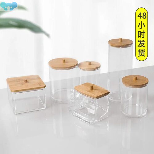 Acrylic Makeup Organizer Cotton Swabs Qtip Container with跨