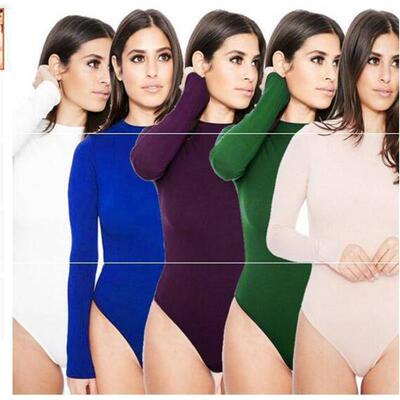 Black Long Sleeve Bodysuit Women Body Suit Overalls Leotards