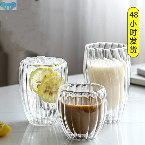 A key to open double glass cup striped一键开启双层玻璃杯1
