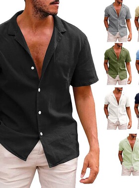Shirts For Men Shirt Summer Blouse Clothes Black Color Man